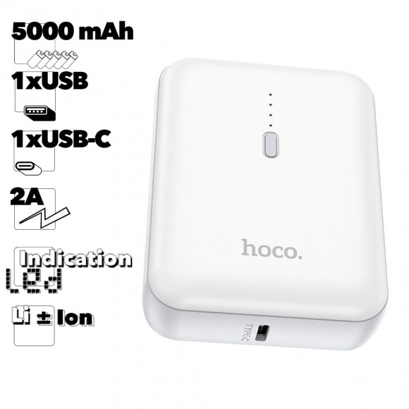 Внешний АКБ HOCO J96 Strider 5000mAh, 1xUSB, 2А, Li-Ion (белый)