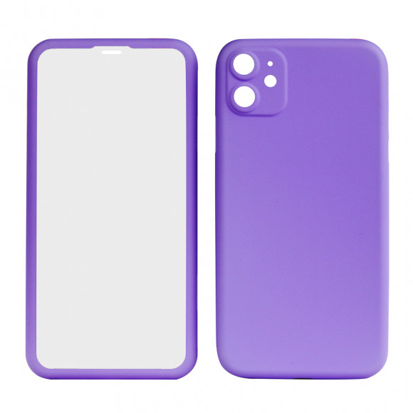 Защита 360° стекло + чехол для Apple iPhone 11, сиреневый