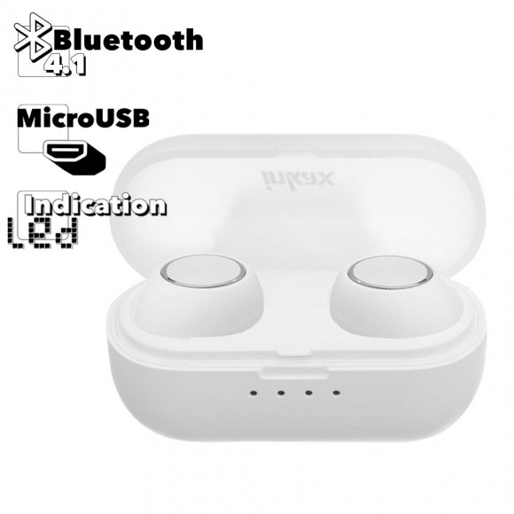 Bluetooth гарнитура inkax HP-09 Binaural TWS вставная стерео зарядный бокс, белая