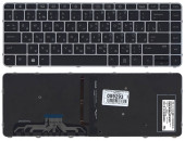 Клавиатура для ноутбука HP EliteBook Folio 1000, 1040 G3, черная с сереристой рамкой и подсветкой