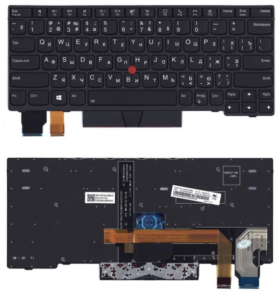 Клавиатура для ноутбука Lenovo ThinkPad X13 Yoga Gen 1, черная с подсветкой