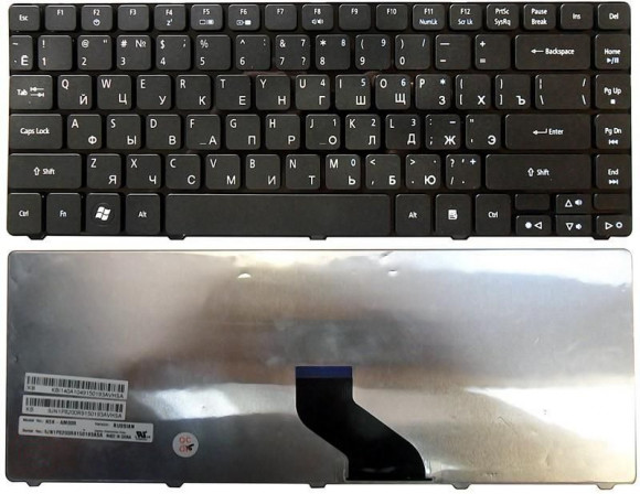 Клавиатура для ноутбука Acer Aspire Timeline 3410, 3410T, 4741, 3810, 3810T, черная глянцевая Клавиатура для ноутбука Acer Aspire Timeline 3410, 3410T, 4741, 3810, 3810T, черная глянцевая
