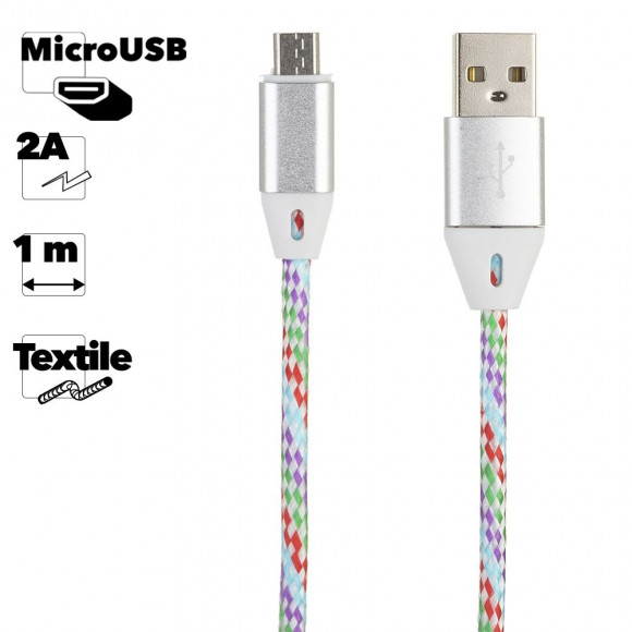 USB кабель "LP" MicroUSB оплетка и металлические разъемы, 1 метр (синий, европакет)