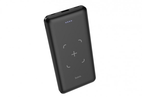 Внешний аккумулятор Powerbank HOCO J50 Surf, с беспроводной зарядкой, 2A, 10000 mAh, черный