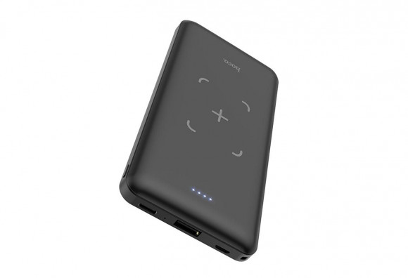 Внешний аккумулятор Powerbank HOCO J50 Surf, с беспроводной зарядкой, 2A, 10000 mAh, черный