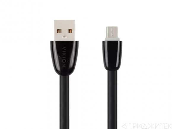 Кабель USB Vixion (K12) MicroUSB (1м) силиконовый, черный