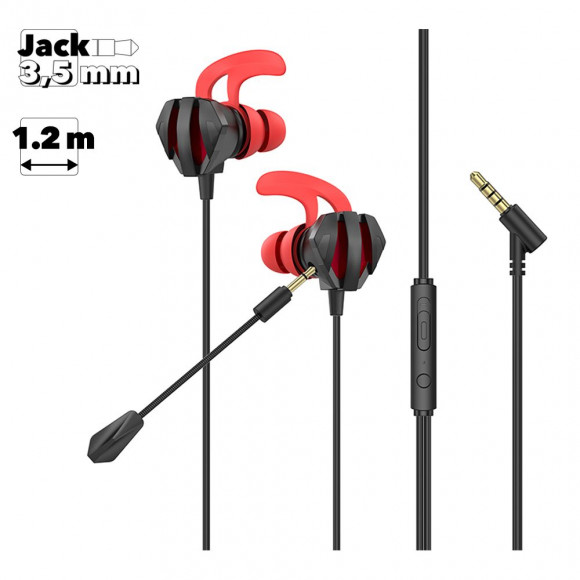 Гарнитура игровая HOCO M105 Sharp 3.5 мм, 1.2м, вставная (черный/красный)