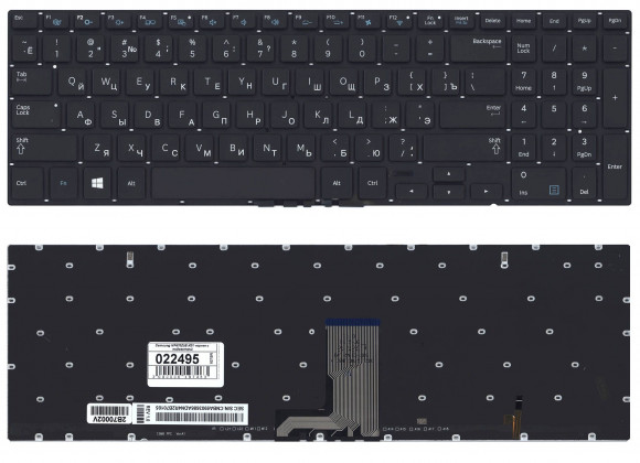 Клавиатура для ноутбука Samsung NP670Z5E-X01, черная с подсветкой