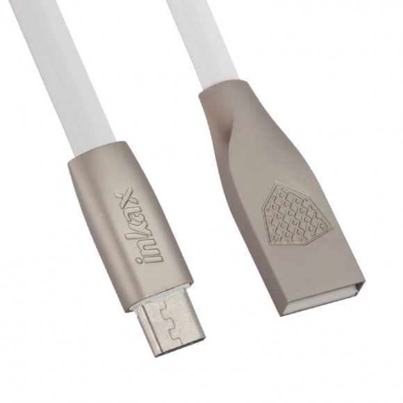 USB кабель inkax CK-19 Twisted Crafts для MicroUSB плоский пластиковые разьемы, белый