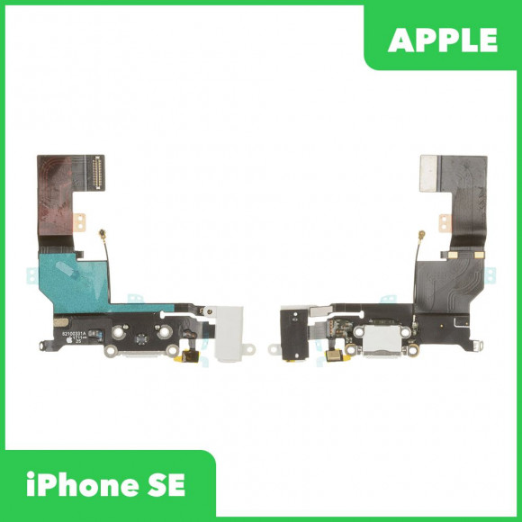 Системный разъем (разъем зарядки) для Apple iPhone SE с аудио разъемом (разъемом гарнитуры), микрофоном и антенной, белый