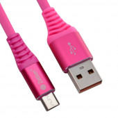 USB кабель Zetton USB SyncCharge Round Soft TPE Data Cable USB to Micro USB круглый пластиковые разьемы (розовый) ZTUSBRSTPKMC