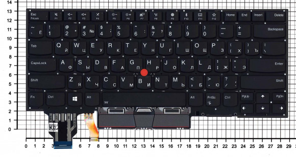 Клавиатура для ноутбука Lenovo ThinkPad X1 carbon Gen 7 2019, черная с подсветкой Клавиатура для ноутбука Lenovo ThinkPad X1 carbon Gen 7 2019, черная с подсветкой